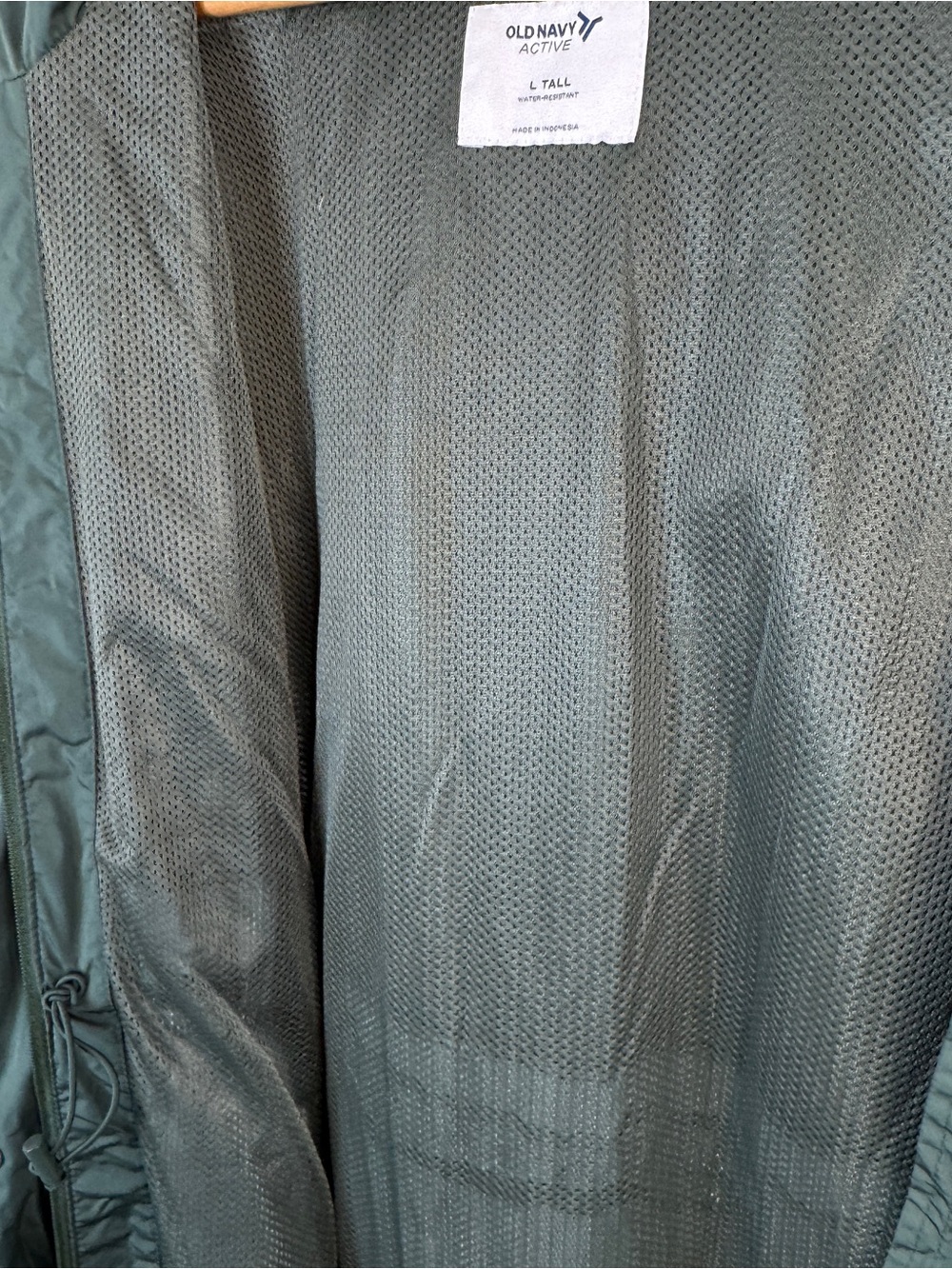 Old Navy Active Rain Coat Water Resistant Windbreaker Trench Length Large Green - Picture 4 of 6